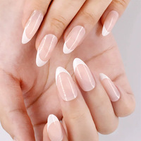 Offre Spéciale – Faux Ongles ABS Haut de Gamme en Forme d'Amande, à Presser, Couverture Complète, 24 Pièces, Design Simple et Tendance