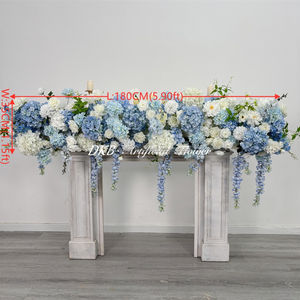 DKB Camino de Mesa de Rosas Artificiales Blancas y Azules Hechas a Mano, Tacto Natural, Larga Duración, Ecológicas, para Bodas y Fiestas - Product Image 2