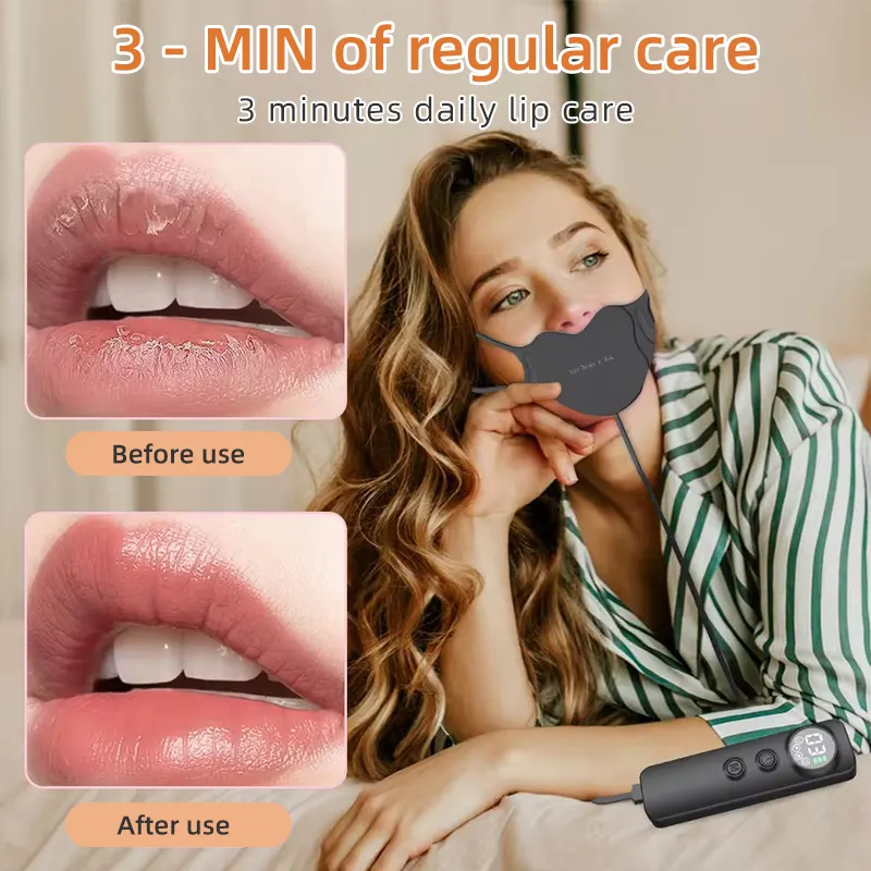 Appareil de beauté rechargeable par USB pour le soin des lèvres photon en silicone Masque pour les lèvres de thérapie par la lumière LED