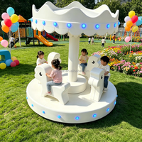 Manège d'animaux lumineux à LED blancs pour jeux souples, carrousel rotatif pour enfants pour la location de cafés ludiques, les fêtes et la décoration d'événements