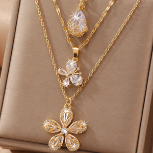 Collana con Ciondolo a <span class=keywords><strong>Farfalla</strong></span> Placcato Oro a 3 Strati con Zirconia Cubica, Regolabile, per Donna, Vendita all'Ingrosso - Product Image 5