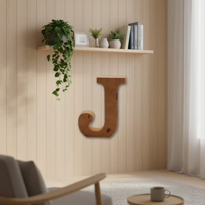 Insegna da parete decorativa in legno con lettera J di 15 cm di Ilan - Product Image 3