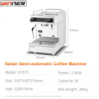 Machine à café expresso semi-automatique italienne en acier inoxydable pour comptoir, idéale pour les distributeurs de bars à café