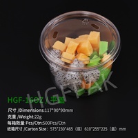 Prêt à expédier : Gobelet en PET de 16 oz, gobelet à salade, récipient en plastique, boîte d'emballage pour fruits
