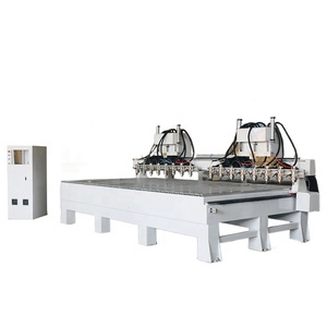 Most Popular Used 4 Axis CNC Router Milling Machine with Multi Heads Spindles PLC Controlled RichAuto/Syntec Systems
