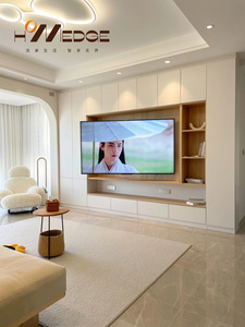 Classic MDF <strong>TV</strong> Cabinets <strong>Wall</strong> <strong>Units</strong> Adjustable Living Room Furniture <strong>with</strong> Light Glass <strong>TV</strong> Stand for Dining Home Use - Product Image 2