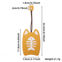 Porte-clés en cuir PU motif chat de dessin animé mignon, étui de protection portable pour clés avec design extractible motif arête de poisson pour usage quotidien