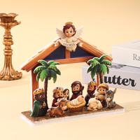 Assiette décorative ronde religieuse en résine 3D personnalisée, représentant la Sainte Famille catholique, avec support mural, idéale comme cadeau.