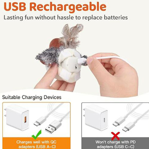 Jouets pour chat Moineau oiseau battant rechargeable, Tweet de gazouillis réaliste, jouet de chaton activé par contact jouets d'exercice de chat interactifs pour - Product Image 5
