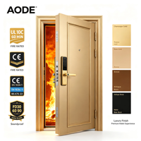 Porte coupe-feu en acier couleur or champagne certifiée UL CE FD30 FD60 avec serrure intelligente, porte intérieure ignifugée pour suite d'hôtel de luxe