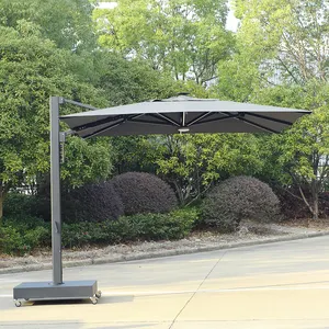 パティオ防水ガーデンサンシェードLedアルミニウムカンチレバー傘プロフェッショナルパラソル屋外傘