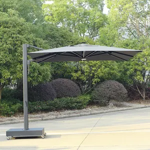 Patio không thấm nước vườn Sun Shade LED Nhôm cantilever ô chuyên nghiệp dù che ngoài trời Ô