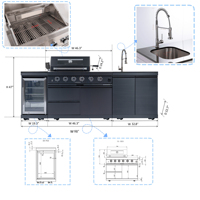 Bar de cuisine extérieur en acier inoxydable 304 - Îlot barbecue à gaz 4 brûleurs et réfrigérateur - Stock USA certifié pour le dropshipping