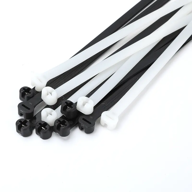 Sản xuất 4*200 mét 8 inch tấm màu đen khóa quan hệ cáp nhựa quan hệ dây PA66 tự khóa nhựa nylon quan hệ cáp Zip