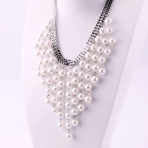 Collar de perlas en capas de imitación, collar de perlas de varias capas en oro y plata, joyería de fiesta, collar llamativo para mujer - Product Image 4