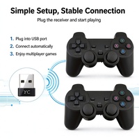 Kontroler Nirkabel 2.4g Hitam untuk PC Komputer, Bentuk PS2, Dapat Digunakan Secara Ganda