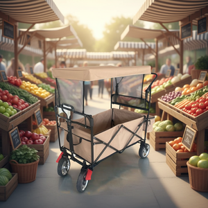 2026 आउटडोर फोल्डिंग वैगन नई सस्ती कीमत औद्योगिक अनुप्रयोग पालतू/बच्चों/कैंपिंग/पिकनिक/समुद्र तट/उद्यान कार्ट ट्रॉली - Product Image 2