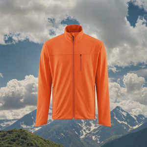 Chaqueta de forro polar naranja para hombre con cremallera completa, cuello alto, estilo deportivo, manga larga y cierre de cremallera. - Product Image 5