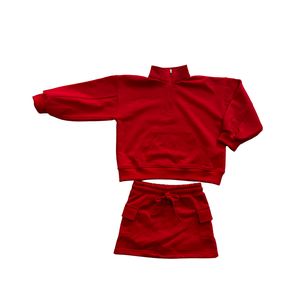 Sweat-shirt à fermeture éclair personnalisé pour bébés enfants filles pull jupe solide éponge 2 pièces tenue d'été - Product Image 2