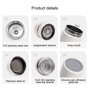 Logo personalizzato smerigliato a prova di picco 304 infusore per tè sottovuoto SUS 316 filtro per tè in acciaio inossidabile bottiglie per bevande d'acqua - Product Image 3