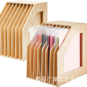 Wooden Multi Compartment <b>File</b> Rack Natural Wood Color Desktop Office Storage <b>Organizer</b> A4 Size 10 Slots - Product Image 5