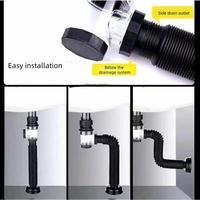 Tuyau de drainage flexible universel pour lavabo, installation facile, prix bas, siphon moderne pour salle de bain, bouchon pop-up, tuyau de drainage d'eau