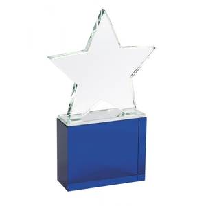 Trofeo Estrella de Cristal con Base Azul 130X130X10Mm para Premios y Reconocimientos - Product Image 1