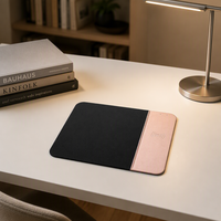 Tapis de souris sans fil en cuir PU et caoutchouc, design minimaliste, compatible Qi, charge rapide 15W, port USB C