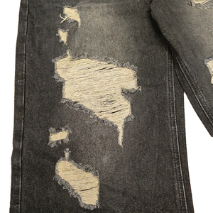 Ensemble de veste en jean et pantalon de jogging pour homme, style streetwear vintage, déchiré, avec motifs graffiti, patchwork léopard, tenue décontractée deux pièces - Product Image 1