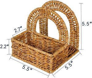 Panier de rangement moderne <span class=keywords><strong>en</strong></span> résine écologique fait main, style osier, avec support pour <span class=keywords><strong>sel</strong></span> et poivre, pour restaurant - Product Image 2