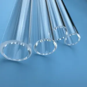 Tubo transparente de quartzo fundido, cilindro de vidro de quartzo resistente ao calor, com ambas as extremidades acesas
