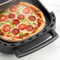Friteuse à air intelligente 8-en-1 de 6 L, format familial extra-large, convient aux pizzas de 30 cm, technologie de chauffage double, fenêtre et lumière, compatible lave-vaisselle