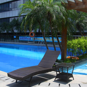 Cama Reclinable Plegable de Ratán PE <span class=keywords><strong>con</strong></span> Diseño Pastoral para Exteriores, <span class=keywords><strong>Respaldo</strong></span> Acolchado, Cojín de Alta Densidad, para Patio, Hotel, Piscina - Product Image 4