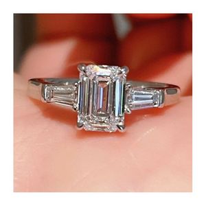 Xinfly Wholesale Platinum Lab Grown Diamond <b>Rings</b> 1ct 1.5ct Emerald Cut Main Stone PT950 Engagement Wedding Jewelry <b>Custom</b> - Product Image 1