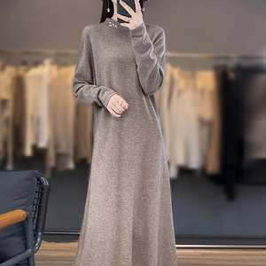 Vestido Cheongsam <span class=keywords><strong>de</strong></span> cuello <span class=keywords><strong>de</strong></span> ganchillo hecho a mano <span class=keywords><strong>de</strong></span> estilo chino, vestido <span class=keywords><strong>de</strong></span> suéter largo por encima <span class=keywords><strong>de</strong></span> <span class=keywords><strong>la</strong></span> rodilla <span class=keywords><strong>de</strong></span> Cachemira pura para Otoño e Invierno - Product Image 3