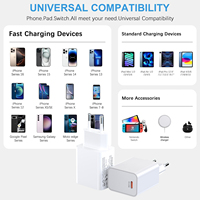 Adaptateur de chargeur USB Type-C rapide 20W Europe avec PD 3.0 OTP et OVP pour iPhone 13 14 15 16 Pro Max et ordinateur portable