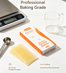 Feuilles de <span class=keywords><strong>gélatine</strong></span> de feuilles de vache à haute transparence, fourniture d'usine, pour la pâtisserie et la confection de desserts, <span class=keywords><strong>Halal</strong></span> disponible - Product Image 4