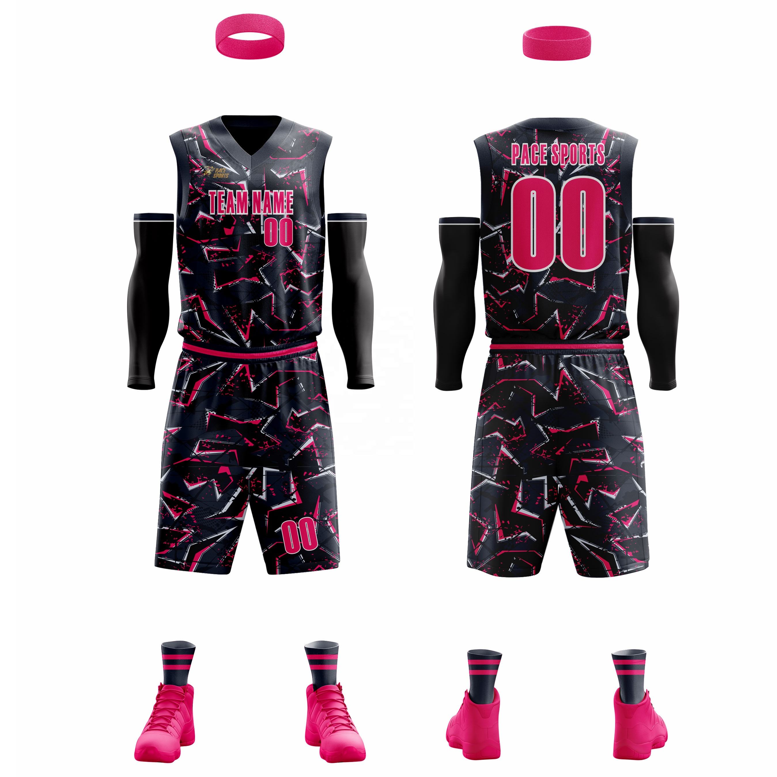 2025 sublimación baloncesto uniforme diseño azul blanco y negro