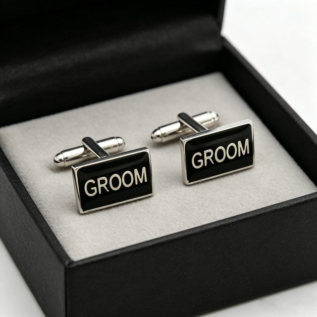 Manufacturer Silver Plated Customized Logo Suit Shirt Studs Hard Enamel Metal Cufflinks Set Men Custom Cuff Links for Groom