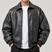 Vestes bomber d'hiver pour hommes fabriquées par l'usine Chaoxin avec broderie en chenille en cuir véritable personnalisée, veste de moto