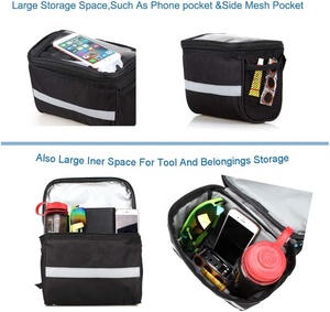 Borsa per Bicicletta con Tasca a Rete, <span class=keywords><strong>Cestino</strong></span> per Manubrio, Custodia per <span class=keywords><strong>Bici</strong></span> con Cinghia Regolabile ad Alta Capacità - Product Image 3