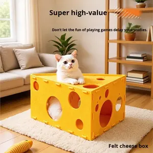 Plateau à gratter pour chat en fibre de polyester, lit pour chat, grattoir à deux niveaux, auto-divertissement, sans perte de poils, jouets pour animaux de compagnie - Product Image 5