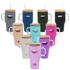 Frascos cosméticos de cristal sin BPA con funda de silicona al por mayor botella de agua para gimnasio hombre Copa <span class=keywords><strong>Stanley</strong></span> con pajita y Asa - Product Image 4