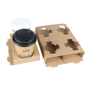 Corrugated Brown Coffee Juice Drink <strong>2</strong> or 4 <strong>Cups</strong> Carrier <strong>Paper</strong> <strong>Cup</strong> Holder Tray to Go Box - Product Image 1