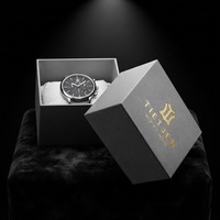 Boîte d'emballage de luxe personnalisée pour montre, gaufrée, recyclable, avec fermeture magnétique, design rigide, insert coussin à fente unique pour montre homme