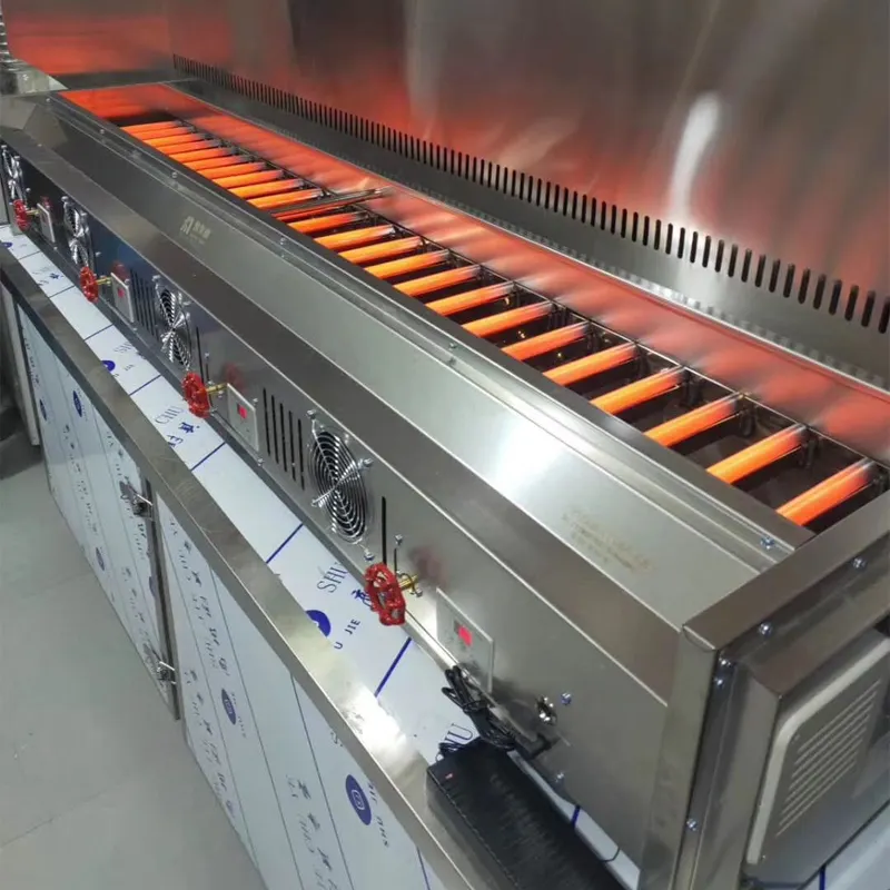 A8 loạt 4 Điều khiển gas nướng thịt nướng thương mại chuyên nghiệp không khói BBQ Kebab sử dụng thép không gỉ khí tự nhiên hoặc LPG