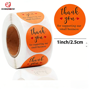 EBB Custom Gold Foil <b>Waterproof</b> Round Thank You Stickers Glossy Sticker Roll Holiday Candle Gift Box Sealing Adhesive <b>Labels</b> - Product Image 1