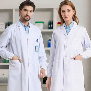 เสื้อกาวน์แล็บสีขาวแบบ unisex ยี่ห้อ Clevora แขนยาว ชุดยูนิฟอร์มแพทย์ เสื้อกาวน์ห้องแล็บ รับสกรีนโลโก้ สำหรับโรงพยาบาล คลินิก ร้านขายยา - Product Image 3