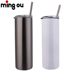 Grosir kosong Logo 600ml botol air baja nirkarat sedotan 20oz sublimasi tumbler lurus