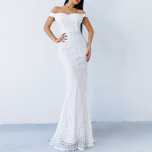 Kunden spezifische Frauen Elegante Kleider Sexy Pailletten Tauchen Drag Boden Bankett Party Abendkleider Solide Ärmellose Fischschwanz Langes Kleid - Product Image 2